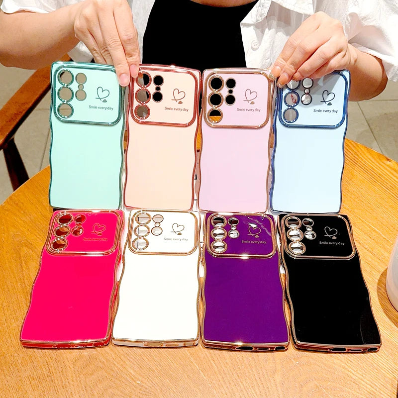 Plating Soft TPU Case For Samsung Galaxy S24 S23 S22 Ultra Plus A55 A54 A15 A14 A25 A35 5G S 24 23 22 A 55 15 Love Heart Cover