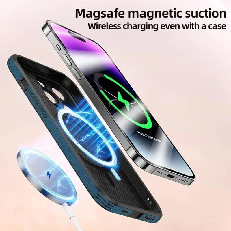 ShieldEase Leather Case For iPhone 16 15 14 13 12 11 Pro Max iPhone13 iPhone14 For Magsafe Magnetic Wireless Charge Deer Full Covers