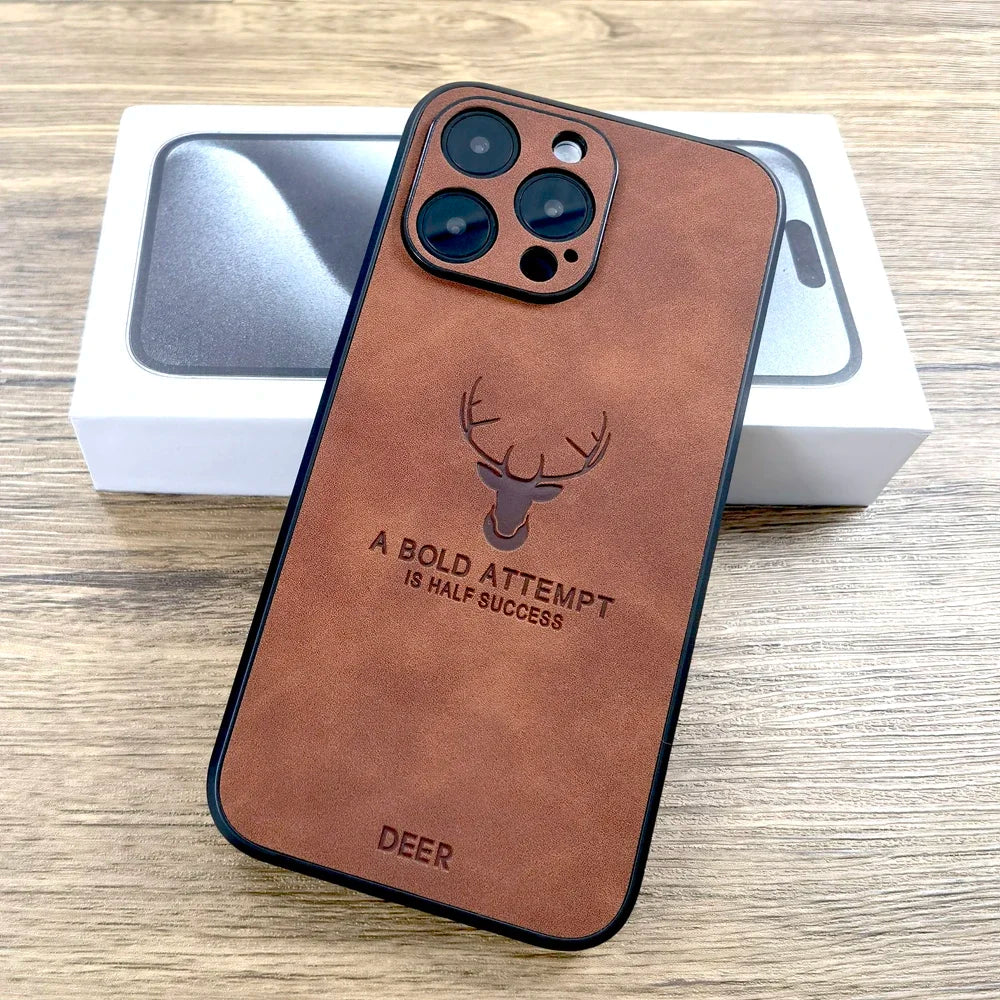 ShieldEase Leather Case For iPhone 16 15 14 13 12 11 Pro Max iPhone13 iPhone14 For Magsafe Magnetic Wireless Charge Deer Full Covers