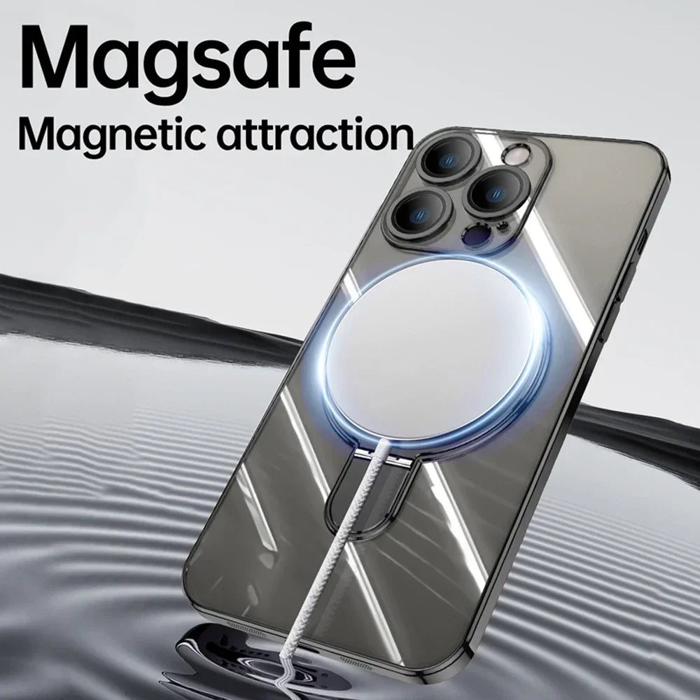 VividShell Case For iPhone 16 15 14 13 12 Pro Max 16Pro 15Pro 14Pro For Magsafe Magnetic Charge With Stand Holder Covers